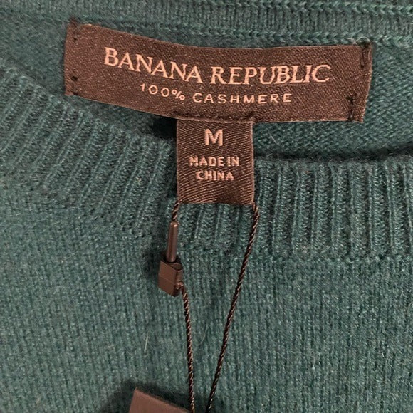 NWT Banana Republic MEN's Cashmere crewneck, sweater in Forest Teal green size m