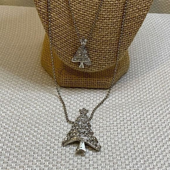 NWT double crystal encrusted Christmas tree necklace