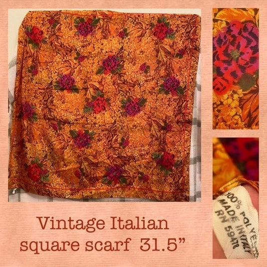 Vintage Italian square scarf 31.5” x 31.5”