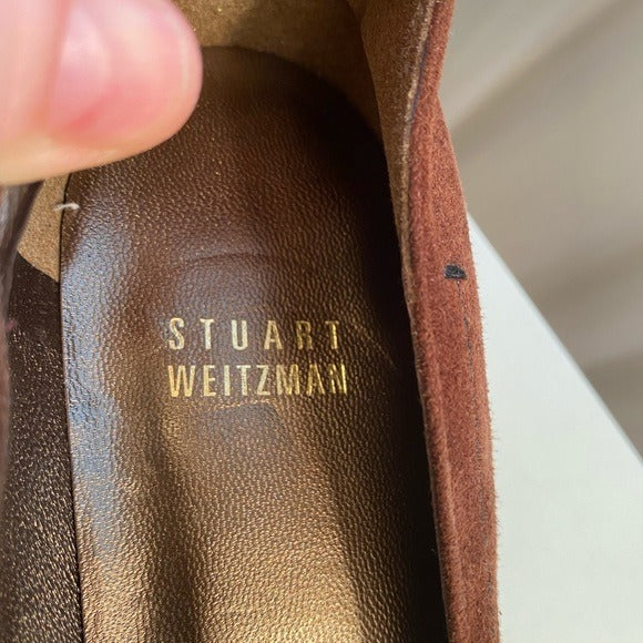Stuart Weitzman brown suede loafers NWOT 8 AA narrow