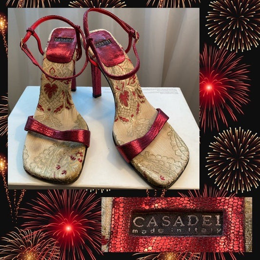 Y2K vintage casadei Italian designer square toe heels size 6