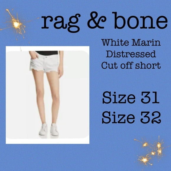 Rag & bone white Marin cut off shorts size 32