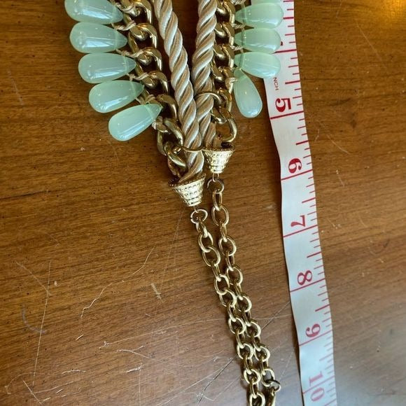 Bohemian cord chain rhinestone statement necklace