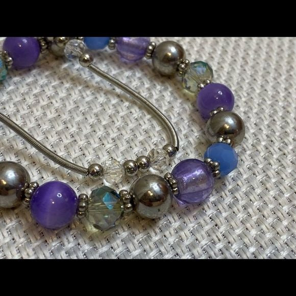 Gorgeous faceted glass and natural beads crystals bracelet set