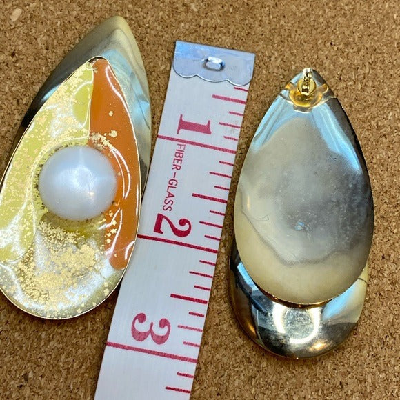 Large vintage 1960’s enamel teardrop earrings
