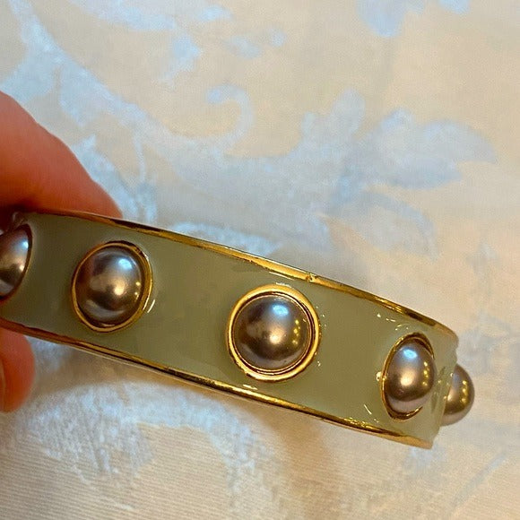 Grey faux pearl enamel hinge Bracelet # 0908