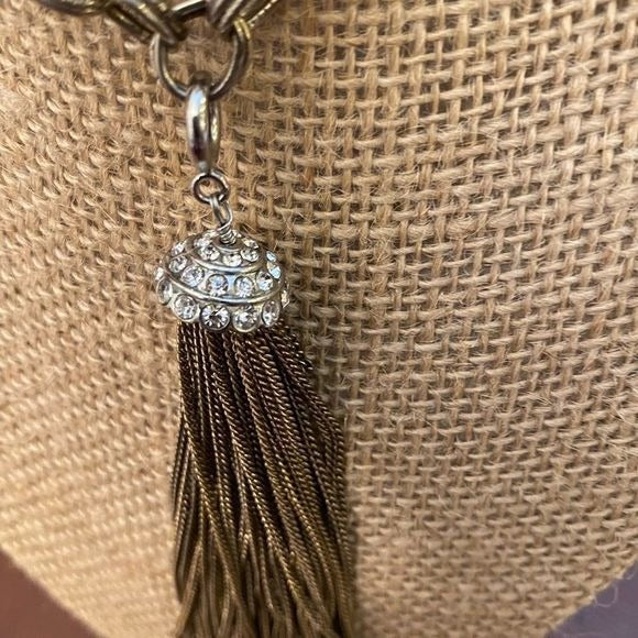 Tassel gem pendant necklace with long chain