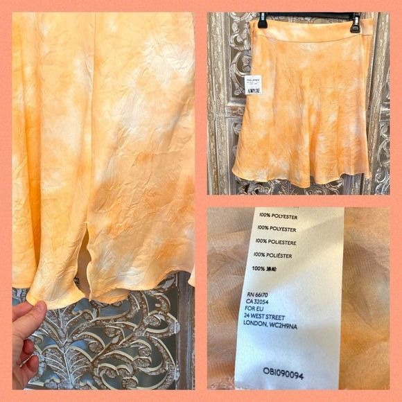 NWT free people peach orange tie dye skirt 8
