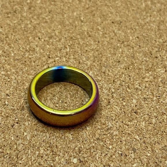 Iridescent rainbow metallic ring estimated size 7