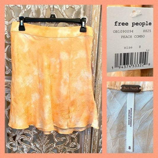 NWT free people peach orange tie dye skirt 8