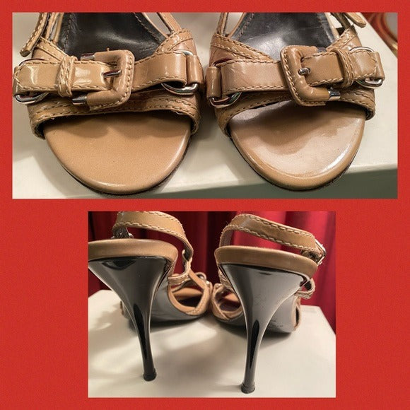 Burberry nude patient leather sandal heels size 37.5