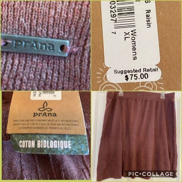 NWT prana organic cotton knit skirt size xl