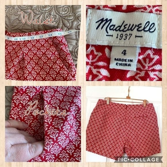 Madewell red cotton linen shorts size 4