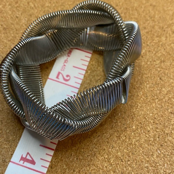 Braided wire metal slinky paperclip style stretch bracelet