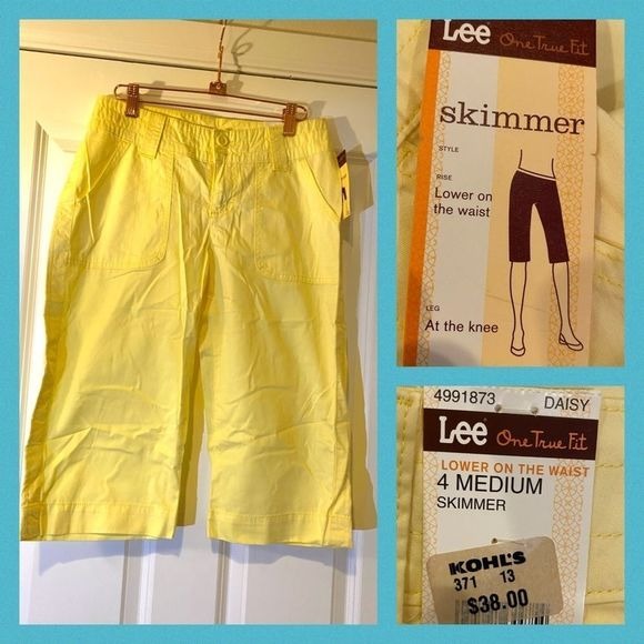 Lee NWT Y2K retro skimmer knee shorts yellow size 4