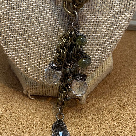 Fabulous faceted crystal and stone chunky chain necklace